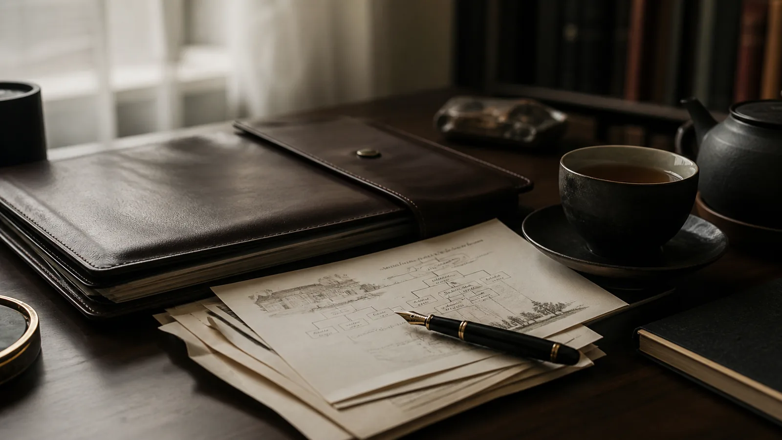Close-up of hands exchanging documents in a private, elegant office setting.