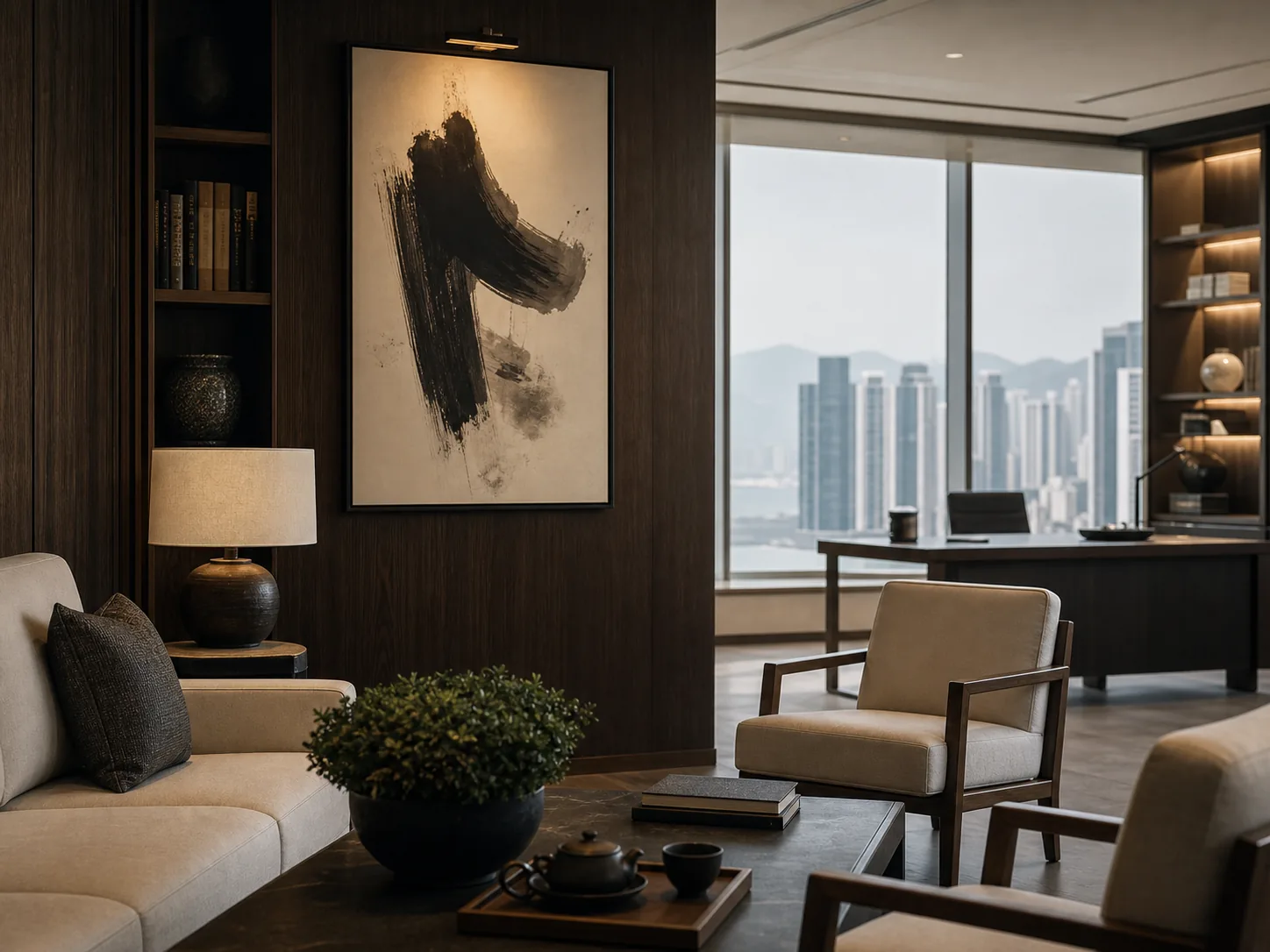 A professional meeting in a modern office with diverse businesspeople discussing documents.